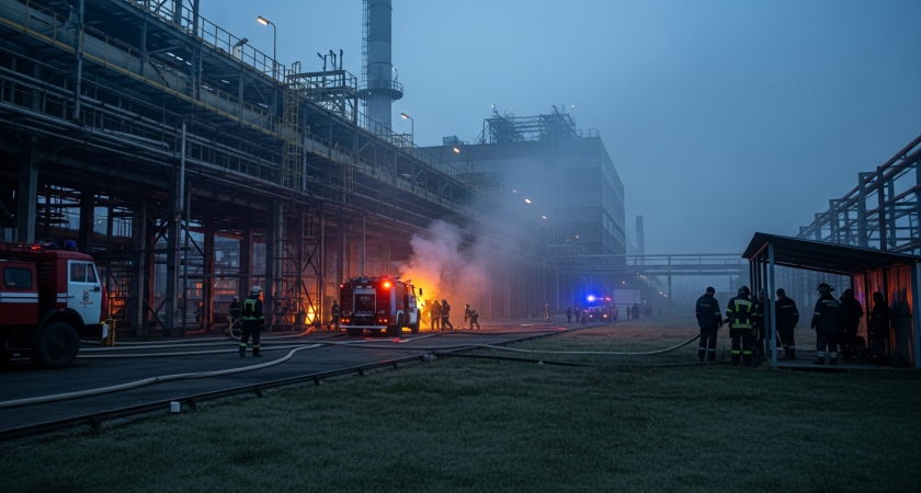 140 сотрудников завода эвакуированы после падения обломков БПЛА и пожара в Краснодарском крае