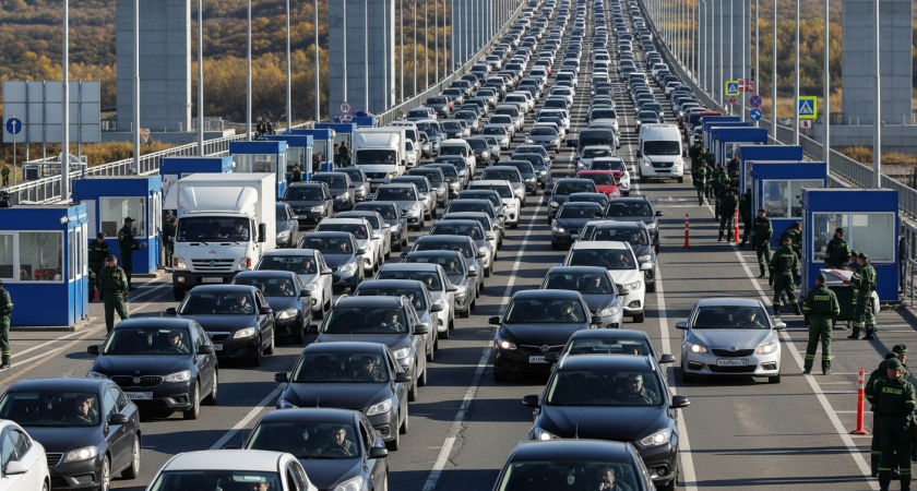 160 автомобилей застряли в очереди на Крымском мосту из-за усиленных проверок