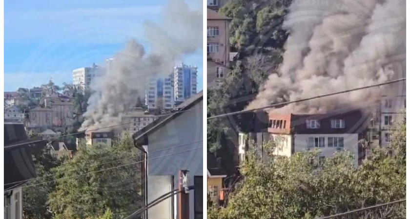 Дым охватил весь верх: на злополучной Альпийской в Сочи снова горит многоквартирник