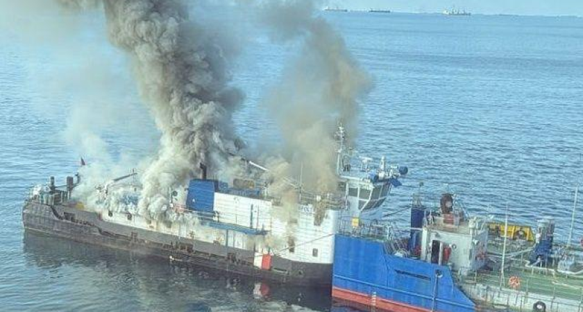 Ночной пожар на буксире в порту Кавказ: прокуратура начала проверку