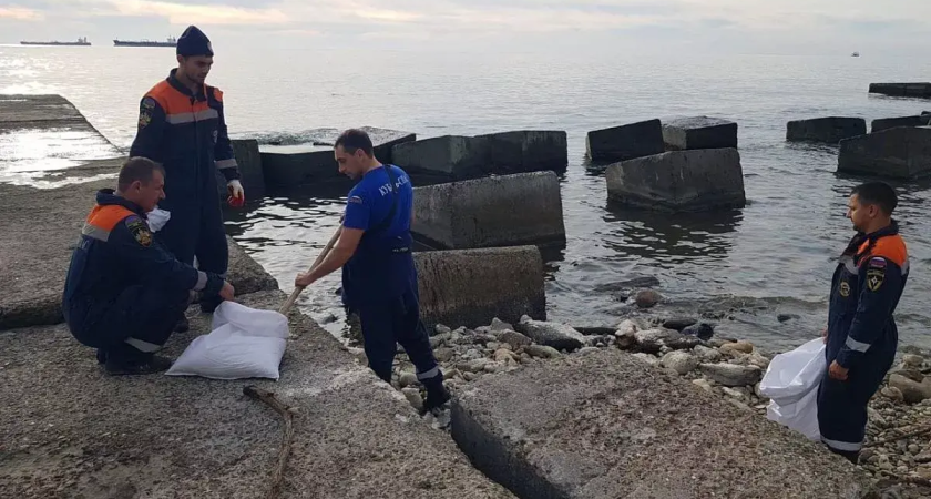 2,5 кубометра загрязненной гальки: последствия атаки беспилотников на Туапсе устраняют вручную