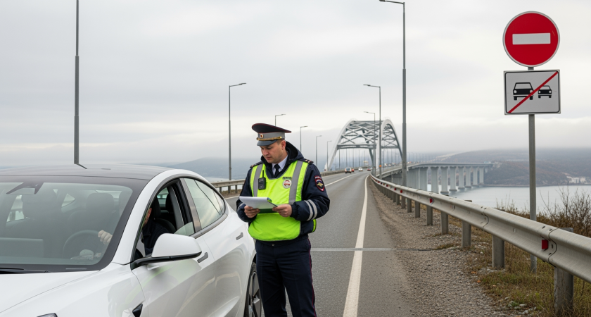 Два водителя нарушили запрет на электрокары через Крымский мост за первые 4 дня