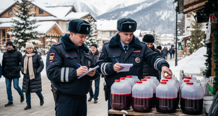 В Сочи торговец разливал глинтвейн из пластиковых канистр без документов