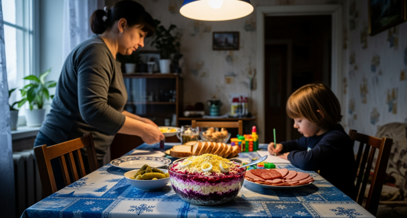 Мясной салат вместо селедки под шубой - нежный, сочный и праздничный вариант для новогоднего стола
