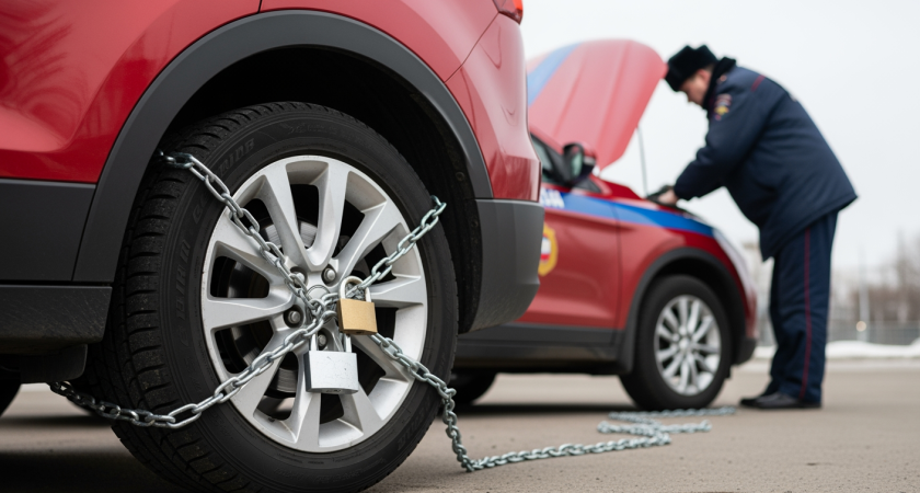 Припаркованный автомобиль с блокиратором колеса — пять действий, которые приведут к огромным расходам