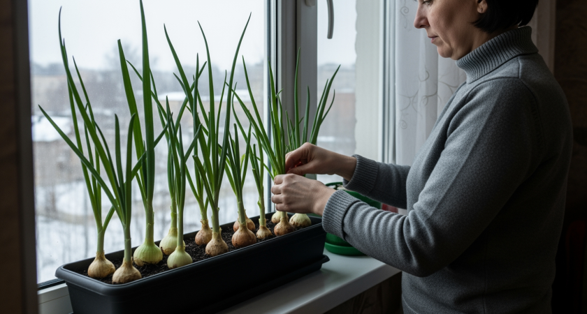 Выращиваю свежий лук на подоконнике за неделю: проверенный метод для круглогодичного урожая зелени без удобрений