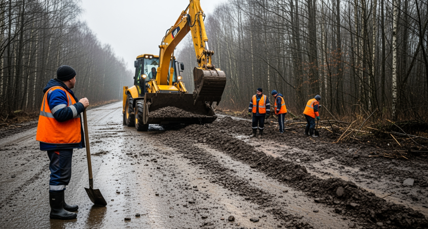 Повторный оползень в «Корчагинце»: 10 единиц спецтехники расчищают путь после ливней