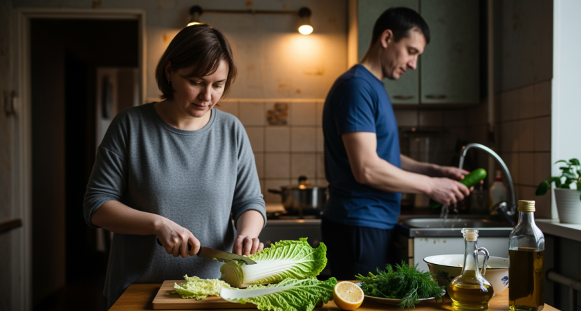 Легкий салат из пекинки, который не лежит камнем в животе и спасает меня от тяжести каждый вечер
