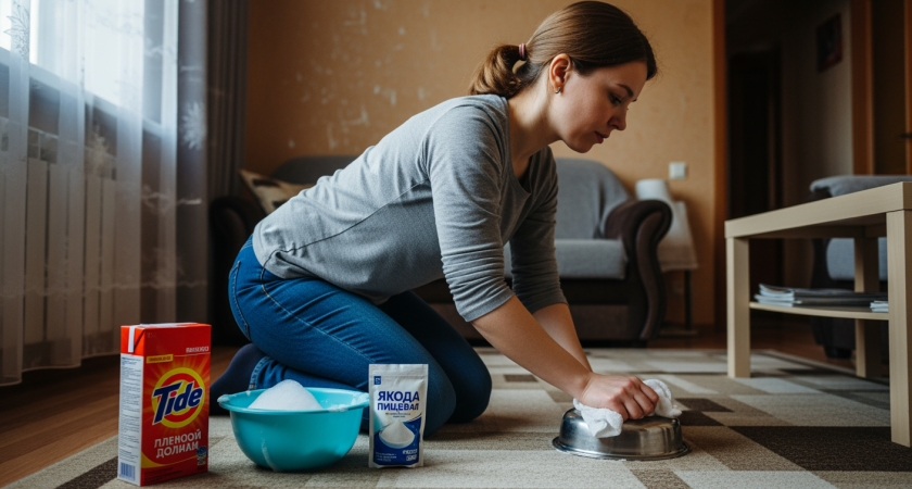 Домашний лайфхак с обычной вещью из шкафа мгновенно вернет ковру чистоту как после профессиональной химчистки