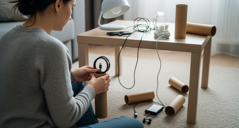 Втулки от туалетной бумаги превращаются в домашних помощников и экономят деньги на органайзерах