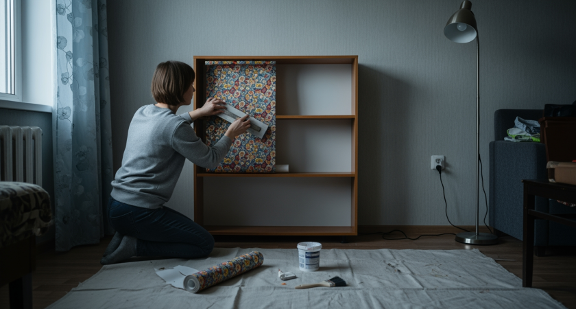 Остатки обоев от ремонта превратились в декор, который заставляет гостей спрашивать адрес дизайнера