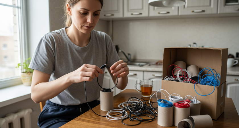 Простые втулки от туалетной бумаги заменяют дорогие органайзеры и помогают навести порядок дома