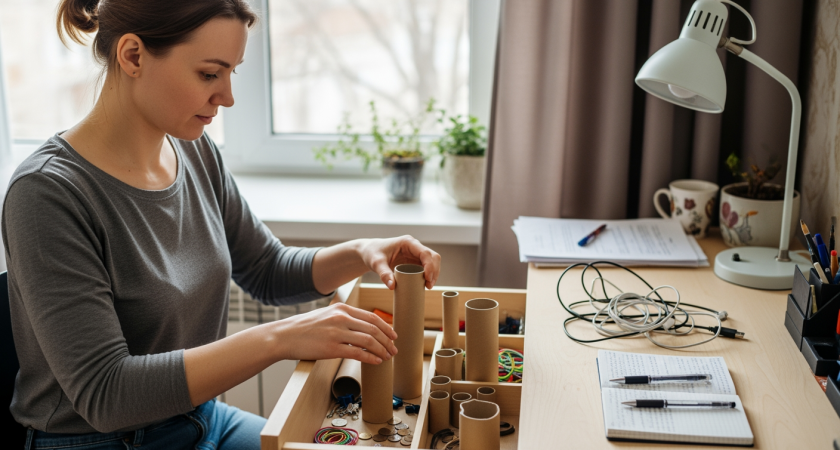 Втулки от туалетной бумаги организуют ящики лучше чем покупные системы хранения за тысячи рублей