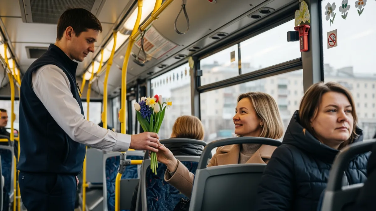 Сочинский электробус превратился в движущийся букет на 8 марта