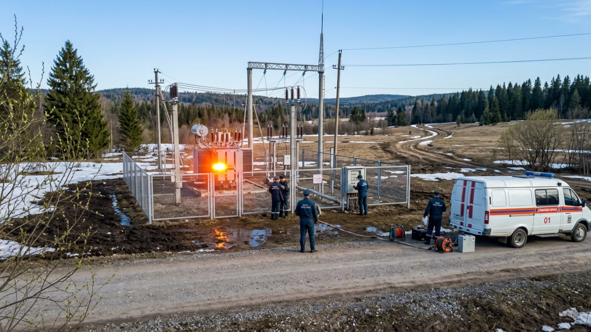 Обломки сбитого БПЛА подожгли электроподстанцию в Темрюкском районе