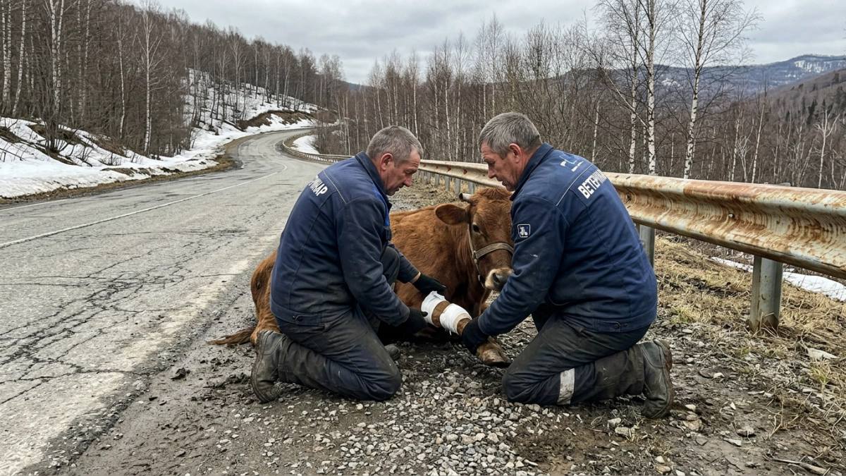 Водитель въехал в стадо коров под Сочи и скрылся с места ДТП