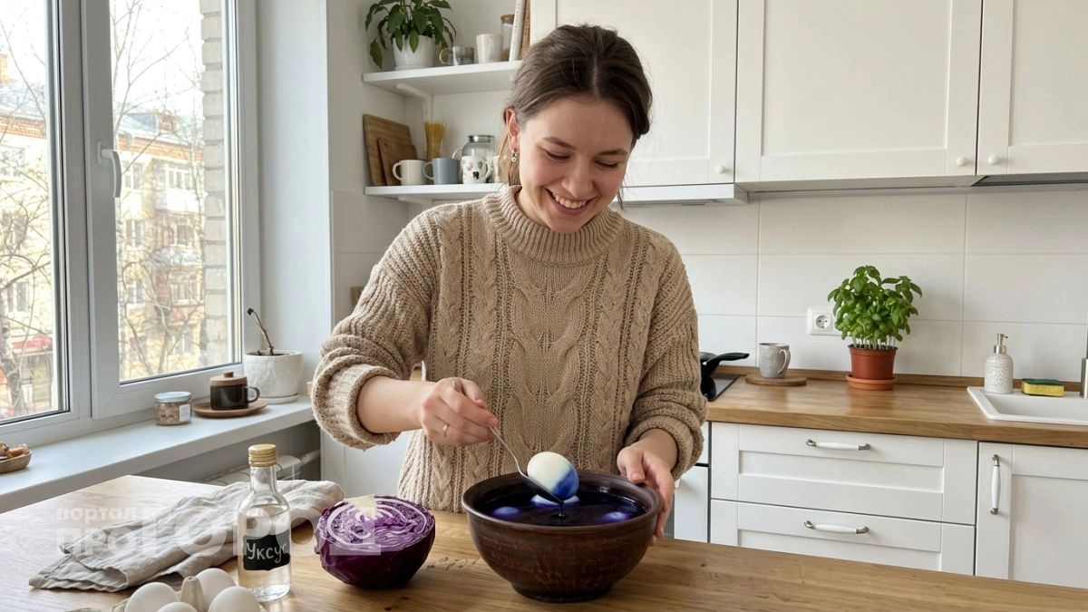 Крашу яйца на Пасху одной лишь краснокочанной капустой — цвет индиго получается глубже любого красителя