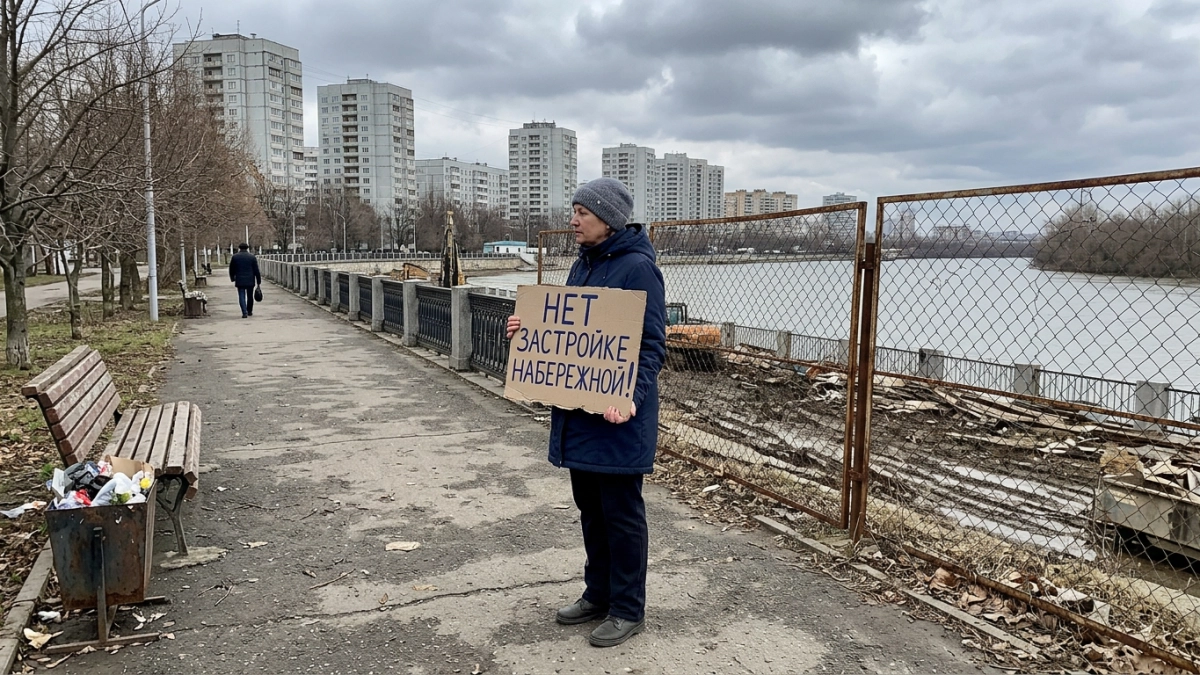 Жительница ЮМР вышла на пикет против храма и зовёт патриарха на разговор