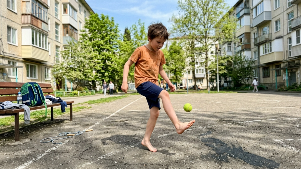 Девятилетний мальчик из Сочи набил теннисный мяч босиком 1728 раз и побил мировой рекорд