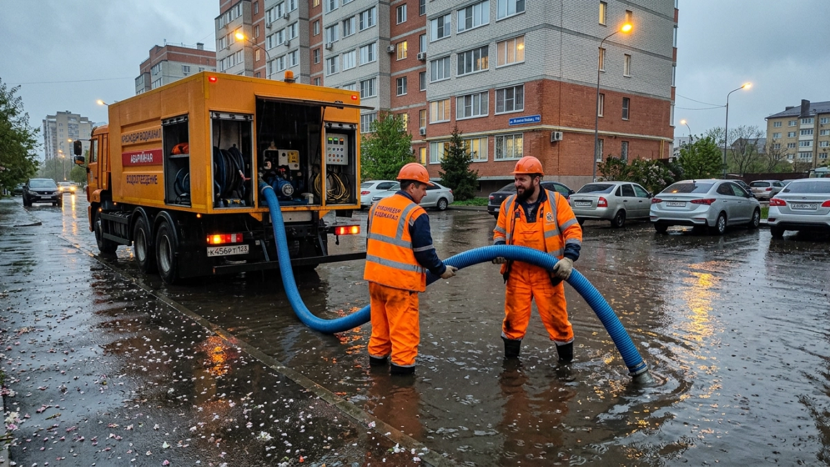 В Краснодаре штормовое предупреждение: 47 машин готовы к подтоплениям