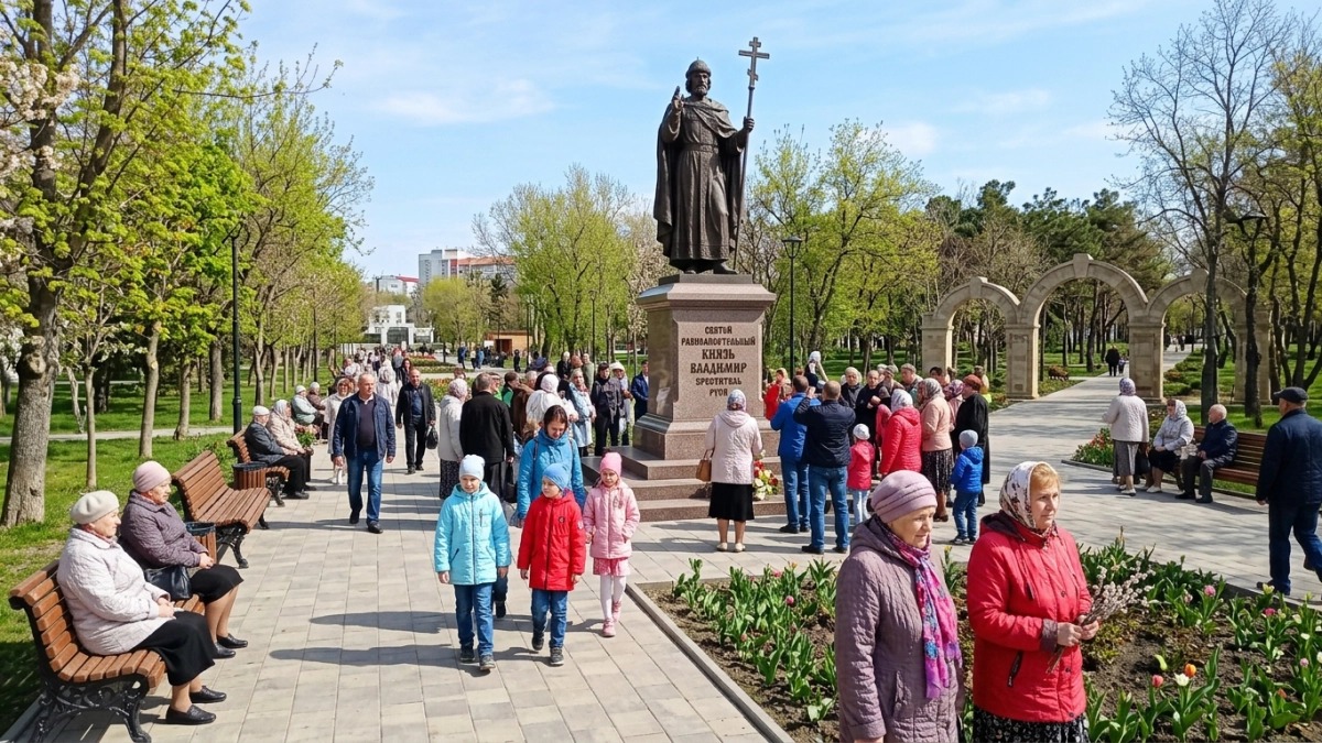 В Анапе 16 апреля освятят памятник князю Владимиру в парке Крещения Руси