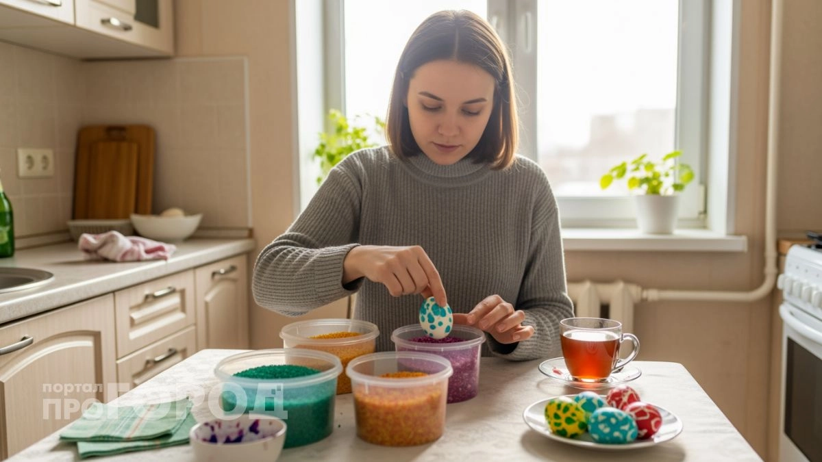 Забудьте про скучные наклейки: использую обычный рис для создания эффектного мраморного узора на пасхальных яйцах