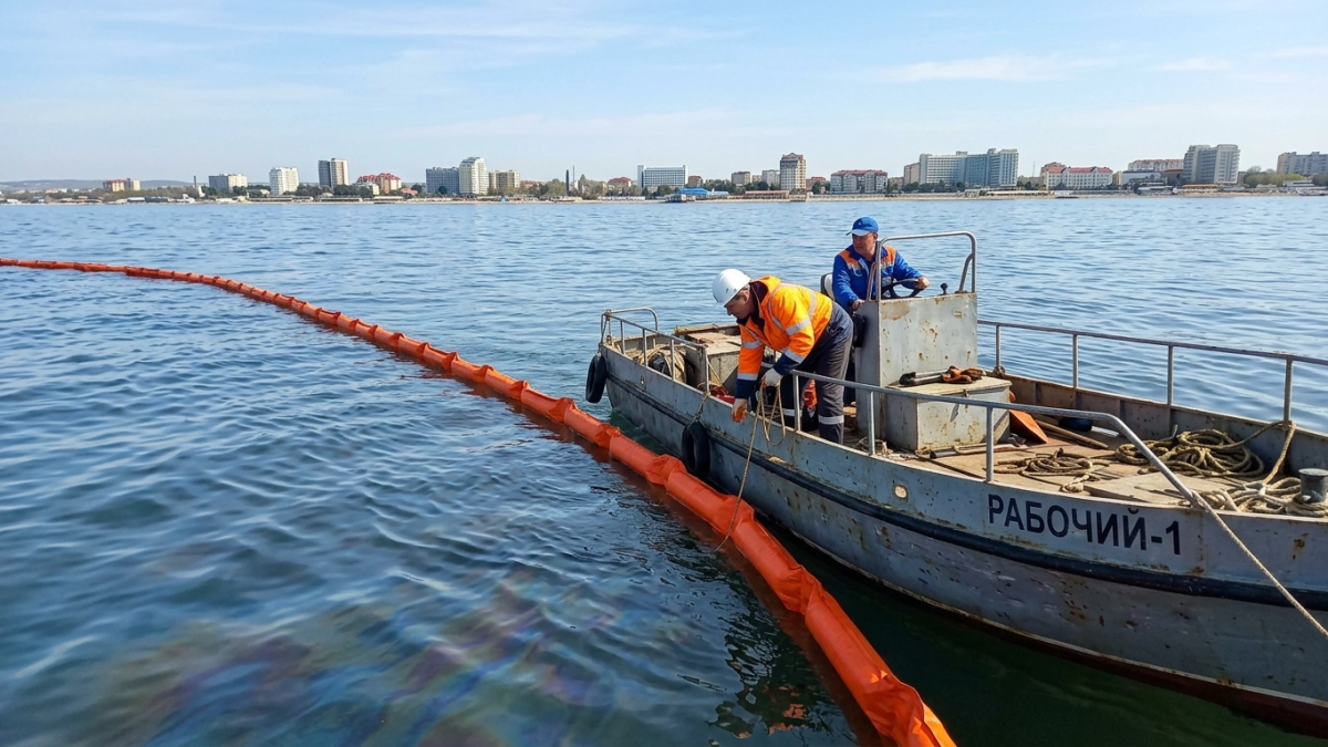Нефтяное пятно у Анапы движется к берегу: спасатели применили биосорбент