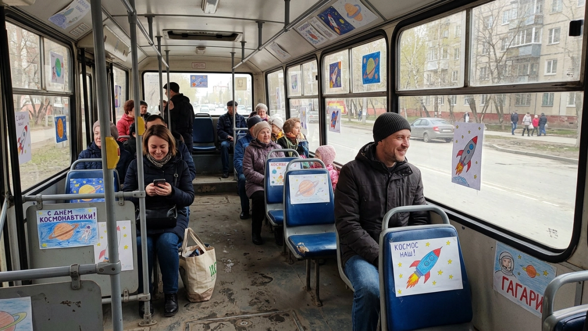 В Сочи ко Дню космонавтики запустили автобус с галереей детских рисунков