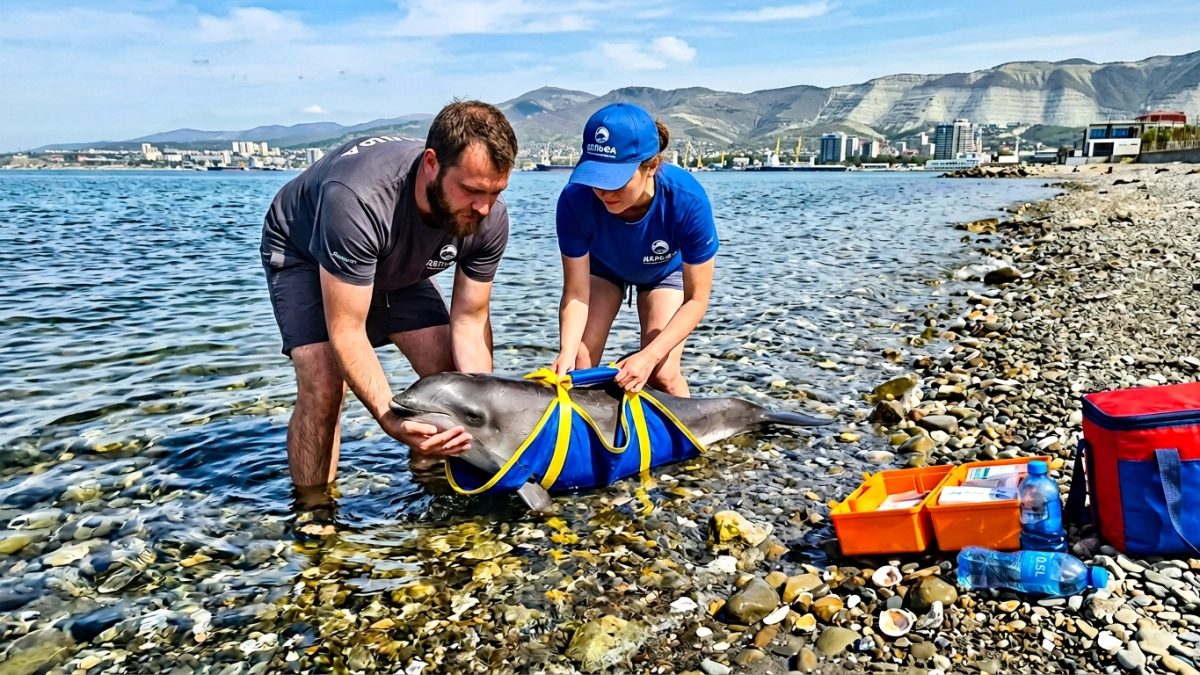 Волонтеры назвали спасённую азовку Апрель: состояние дельфина нестабильно