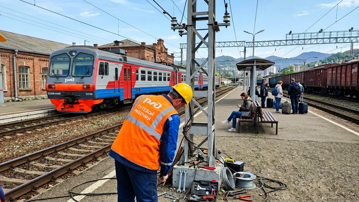 Контактная сеть на станции Туапсе повреждена, поезда идут по расписанию