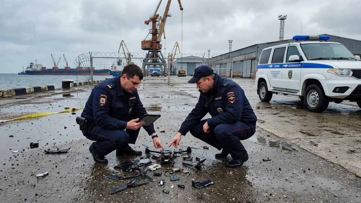 Обломки БПЛА упали у морского порта в Ейске: пострадавших нет