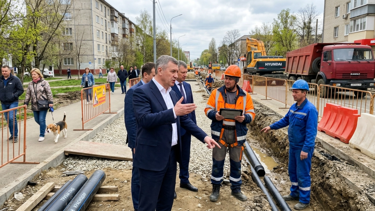 Мэр Краснодара лично проверил реконструкцию улицы Есенина