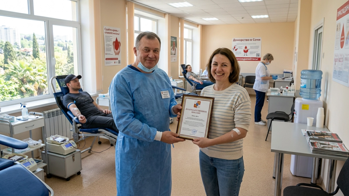 В Сочи в День донора наградили тех, кто сдавал кровь более 40 раз