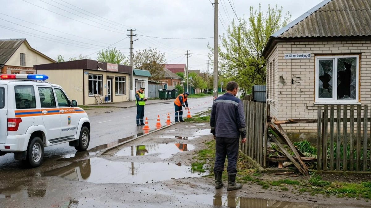 Обломки БПЛА повредили дома и здания в Приморско-Ахтарске — пострадавших нет