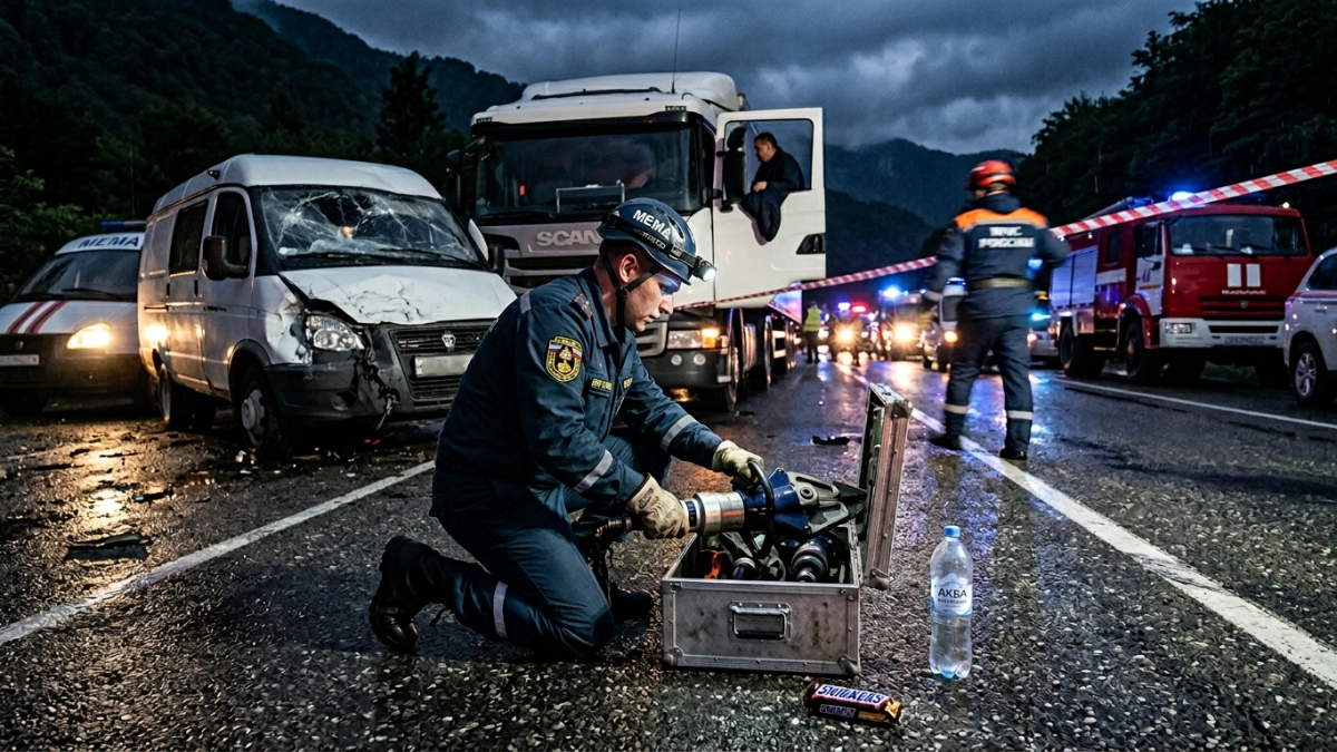 Водитель «ГАЗели» погиб в ночном ДТП с грузовиком на трассе Джубга — Сочи