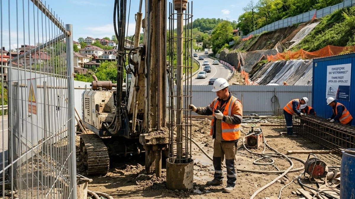 В Сочи начали укреплять оползневой склон, угрожающий региональному шоссе