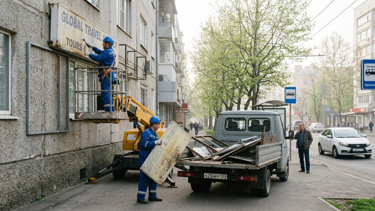 В Краснодаре выявили 4,5 тысячи вывесок, подлежащих замене на русскоязычные