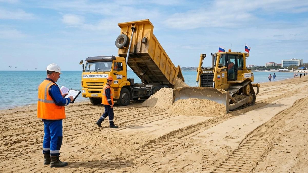 Пляжи Анапы засыпят 481 тысячей кубометров песка слоем полметра