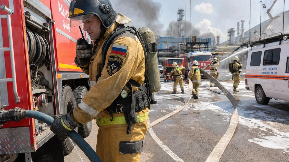 252 человека и 62 единицы техники тушат пожар на НПЗ в Туапсе