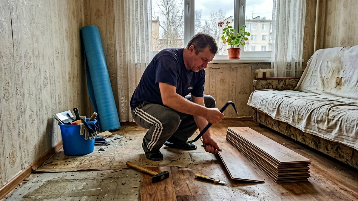 Ковролин и бытовой линолеум — в мусор: теперь все кладут другой материал — прошлифуйте, приклейте и забудьте