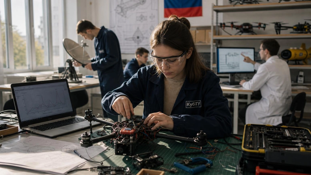 1500 студентов КубГУ побывали на форуме беспилотных технологий с трофейным оружием