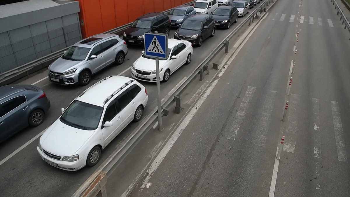 У КПП Псоу в Сочи пробки растянулись более чем на два километра