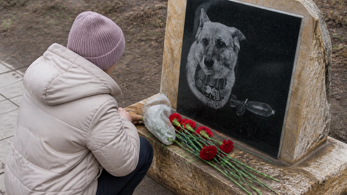 В Приморско-Ахтарске открыли памятник овчарке Елге, спасшей жизни десяти милиционеров