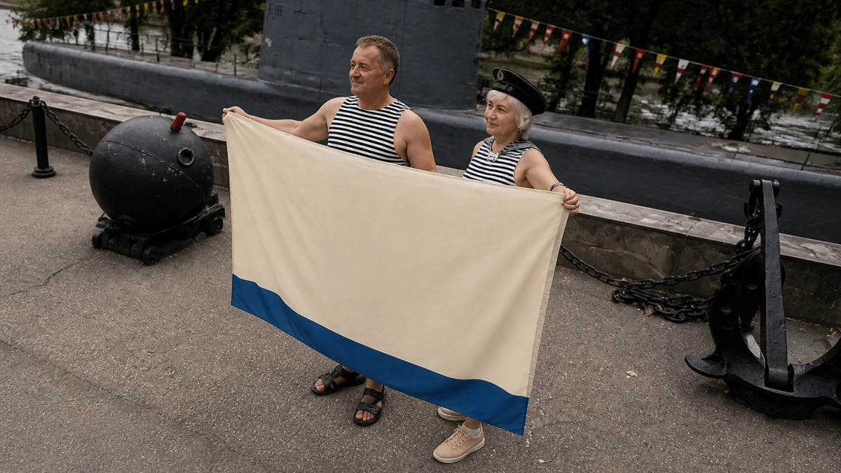 В Краснодаре к 330-летию ВМФ подняли Андреевский флаг у памятника морякам