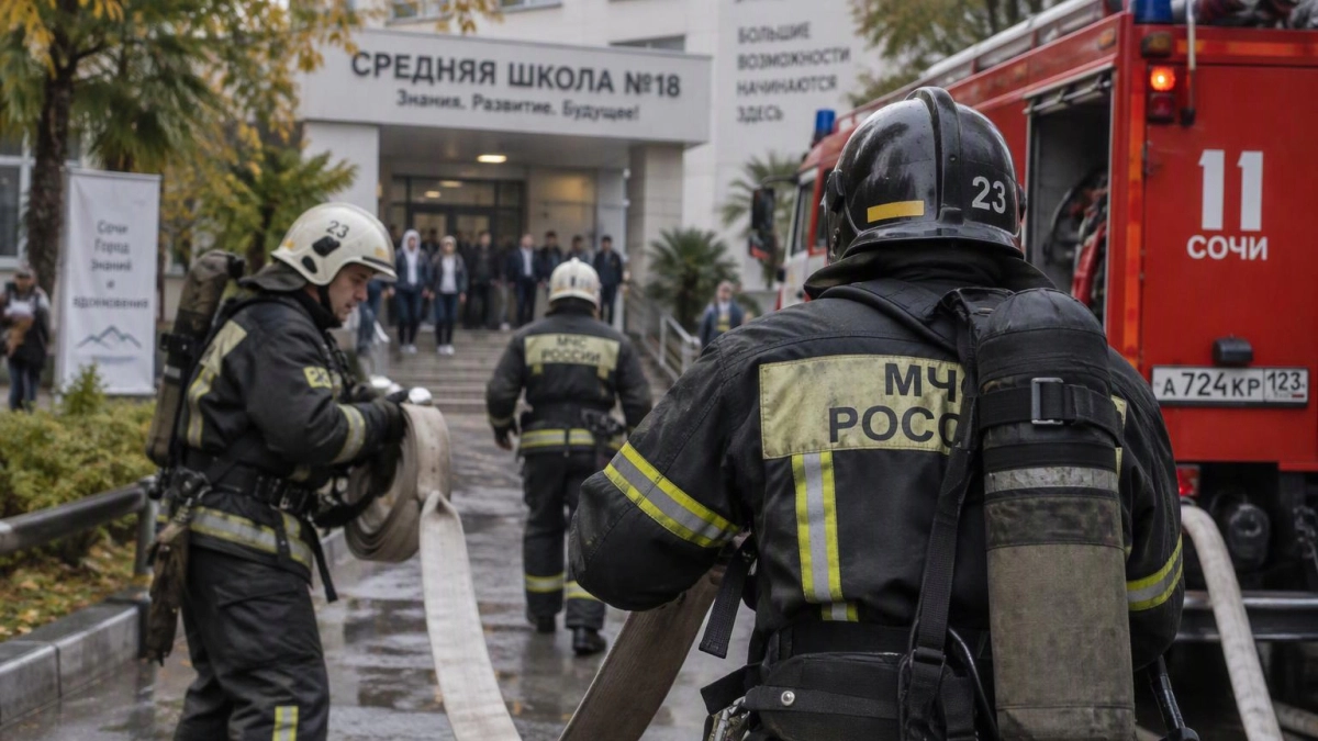 16 служб и десятки спасателей: в сочинской школе ликвидировали условный пожар